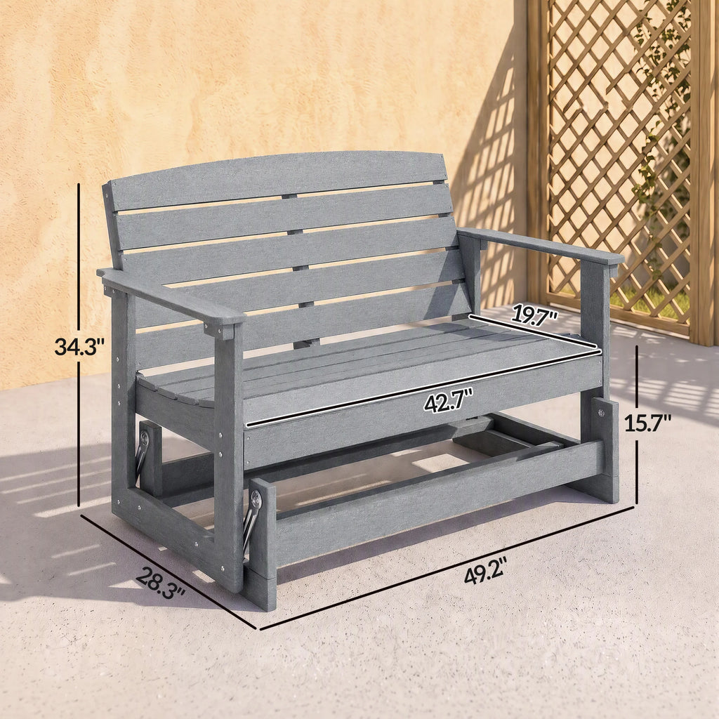 Willowmere HDPE Patio Glider Bench – Light Gray