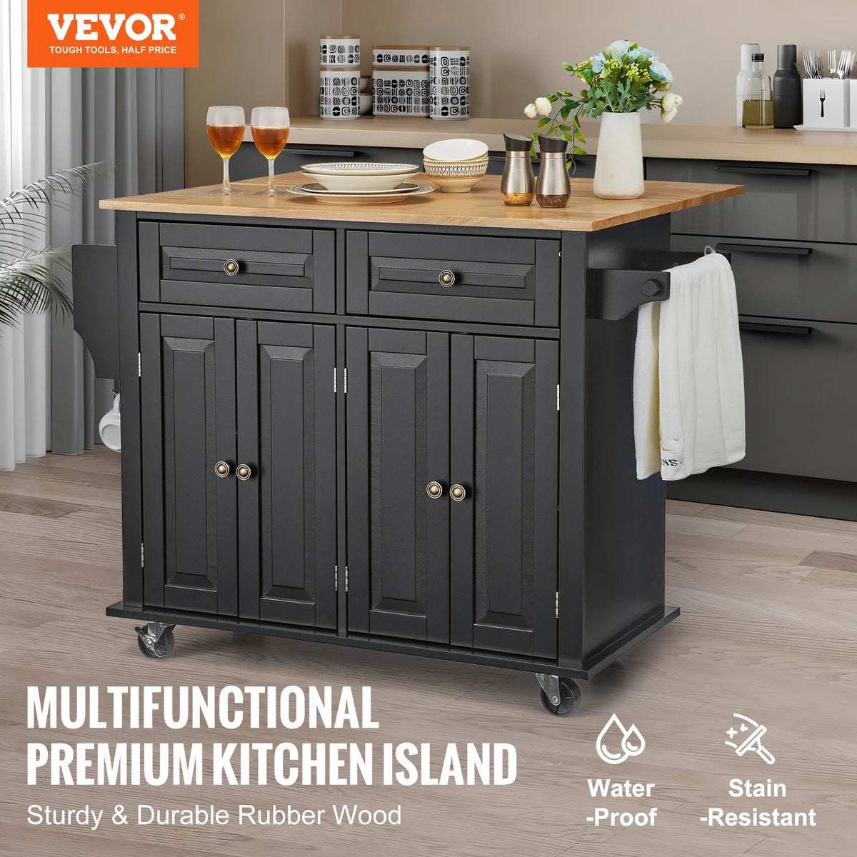 Feathercharm Rolling Kitchen Island