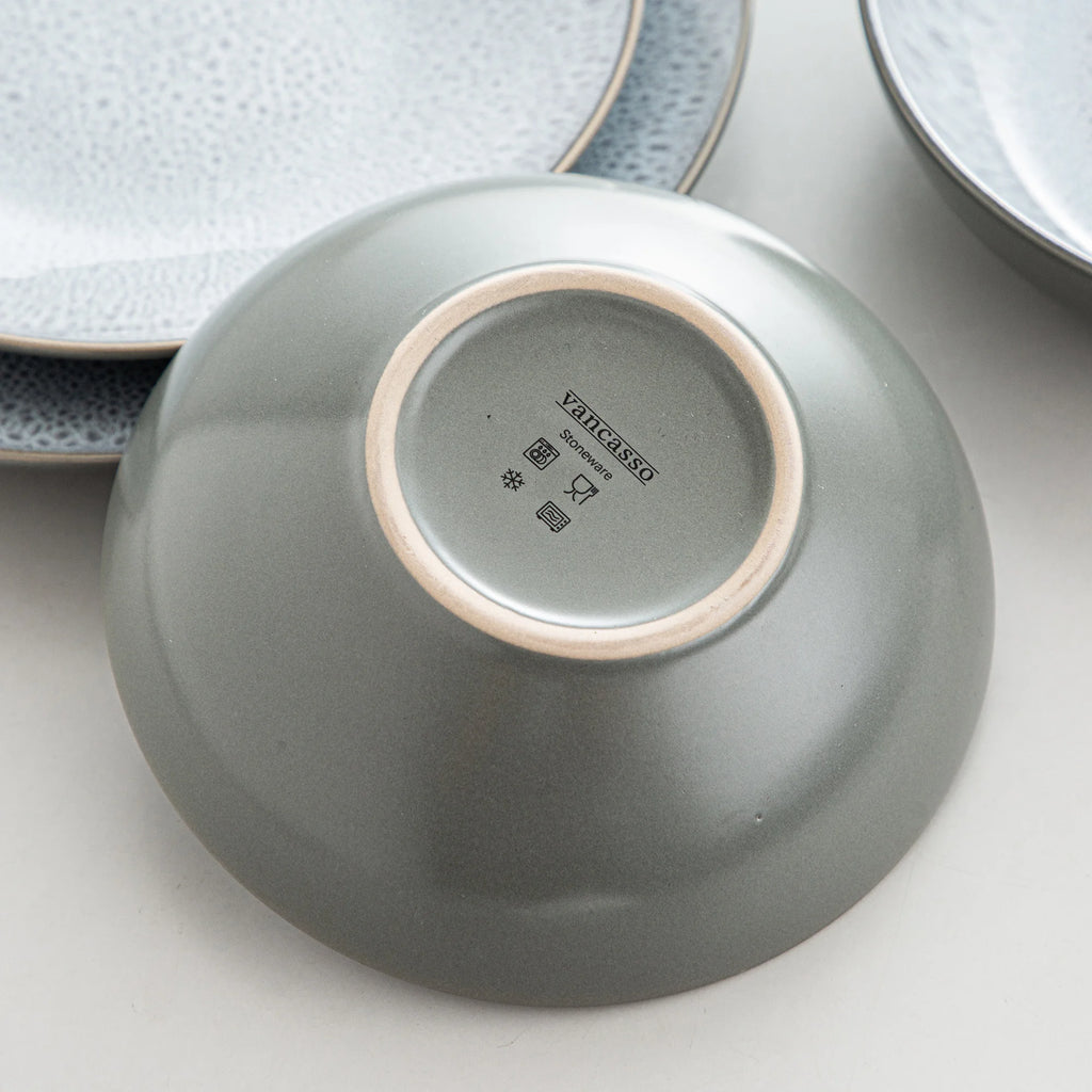 VANCASSO KARST Embossed Gray Stoneware Dinnerware Set