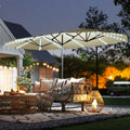 Lumaire 15' Solar LED Double-Sided Patio Umbrella – Cream