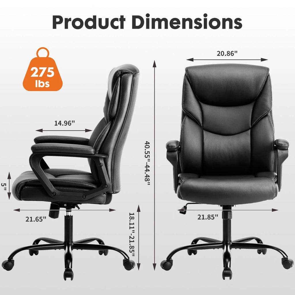 Opalline PU Leather Office Chair with Flip-Up Arms