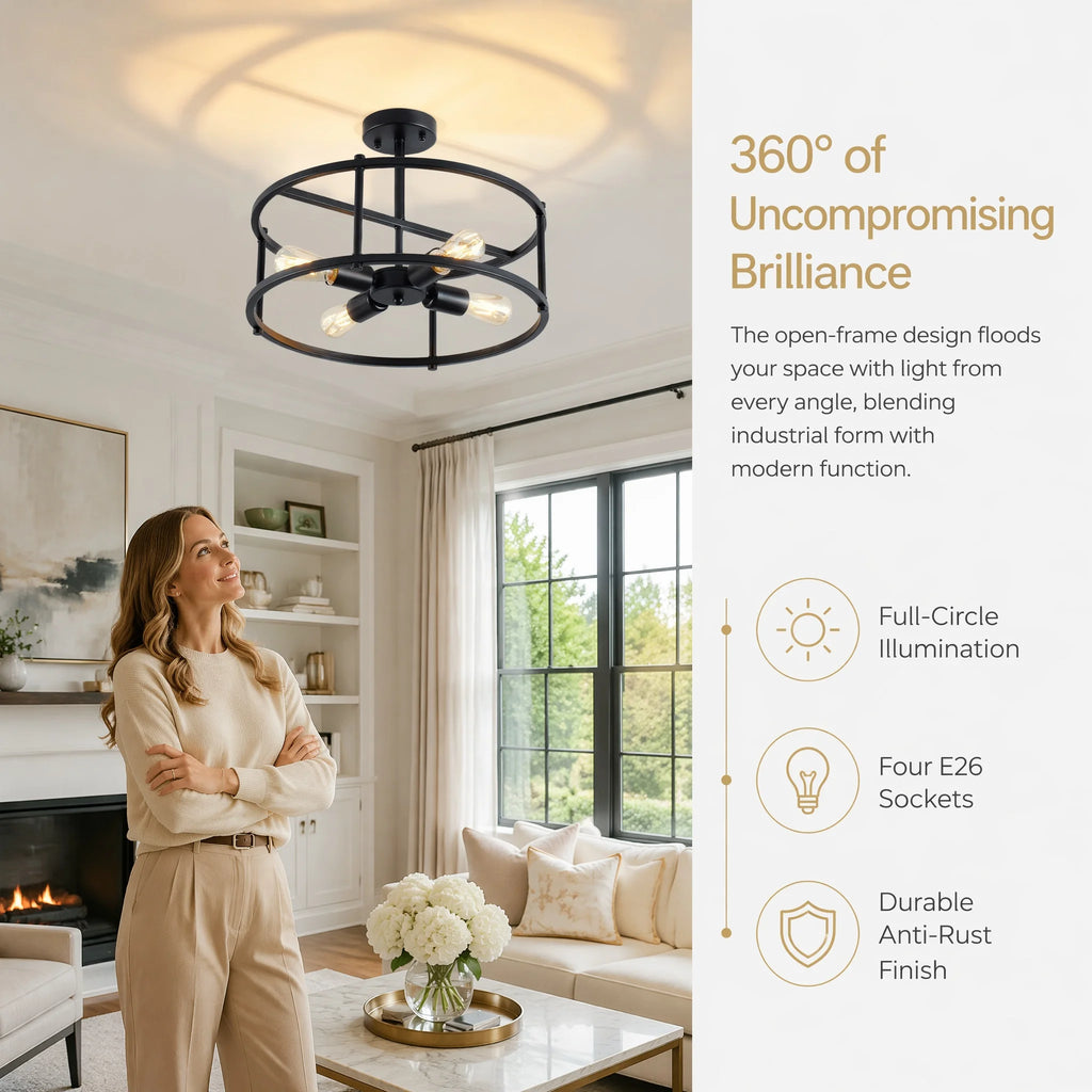 Trelmere Four-Light Cage Ceiling Light