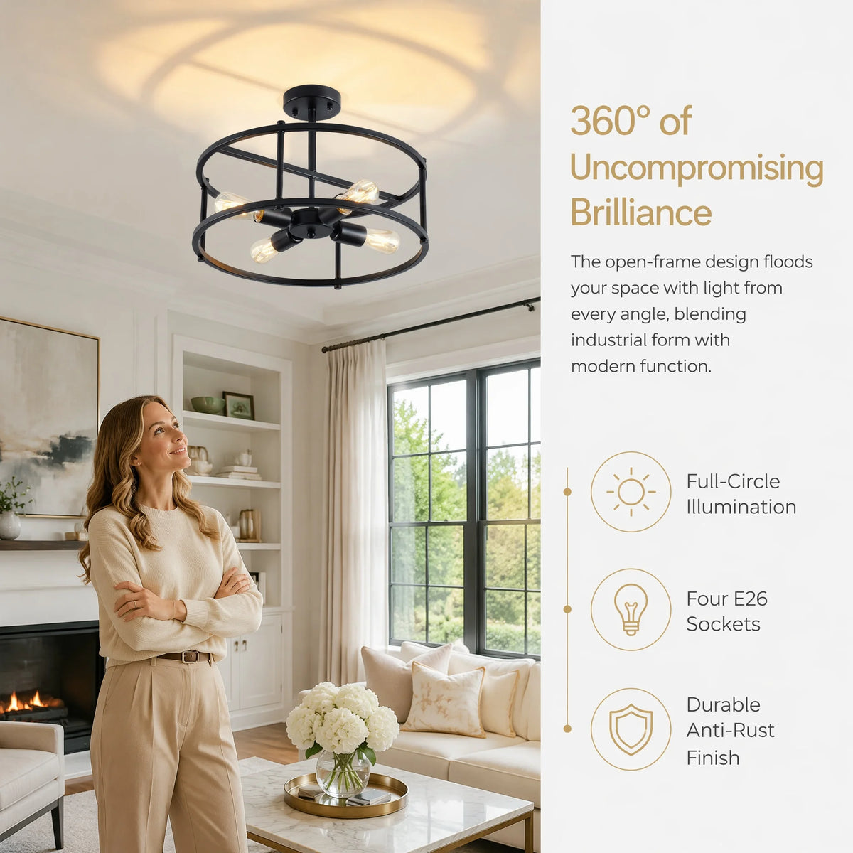 Trelmere Four-Light Cage Ceiling Light