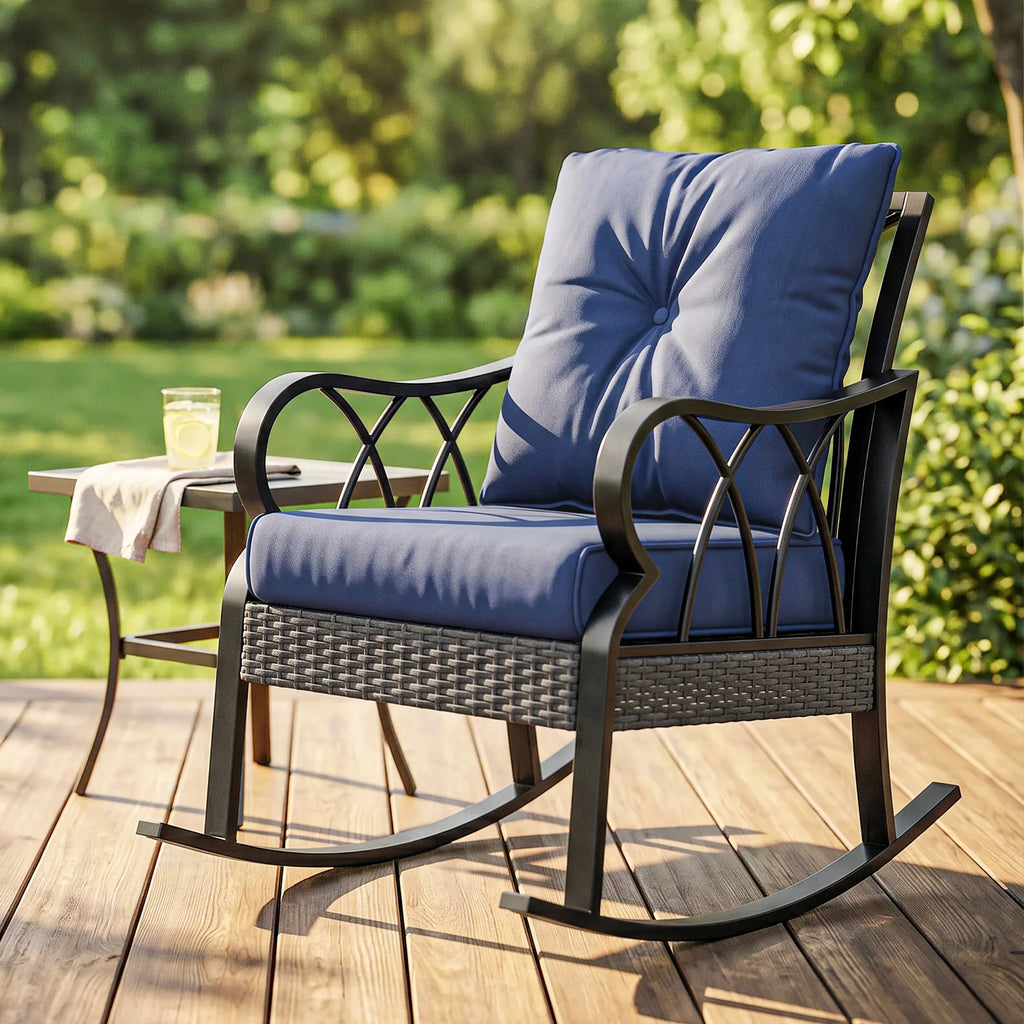 Helmsley Cushioned Rattan Rocker