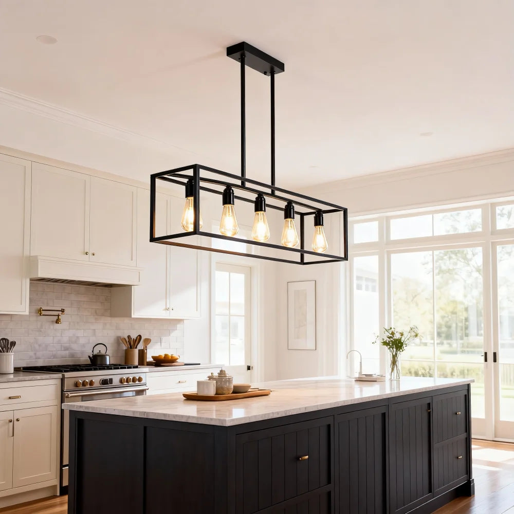Emberline Five-Light Linear Chandelier – Black