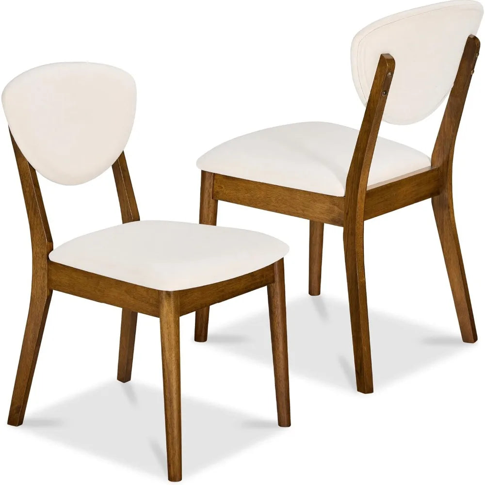 Mid-Century Upholstered Wood Dining Chairs – Set of 2