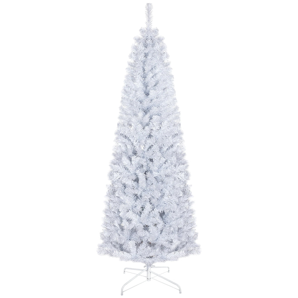 Eversnow unlit white pencil Christmas tree with a white folding base