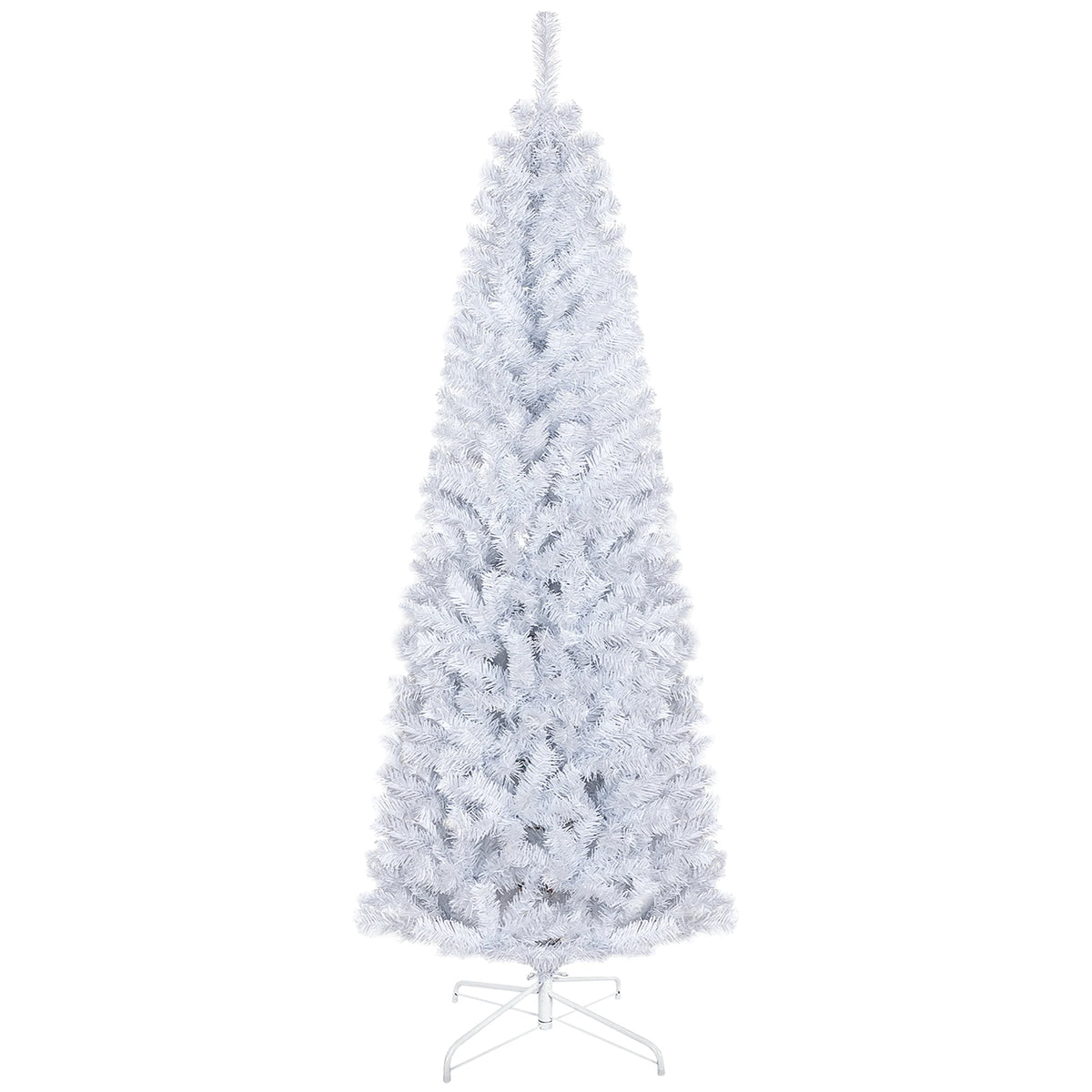 Eversnow unlit white pencil Christmas tree with a white folding base