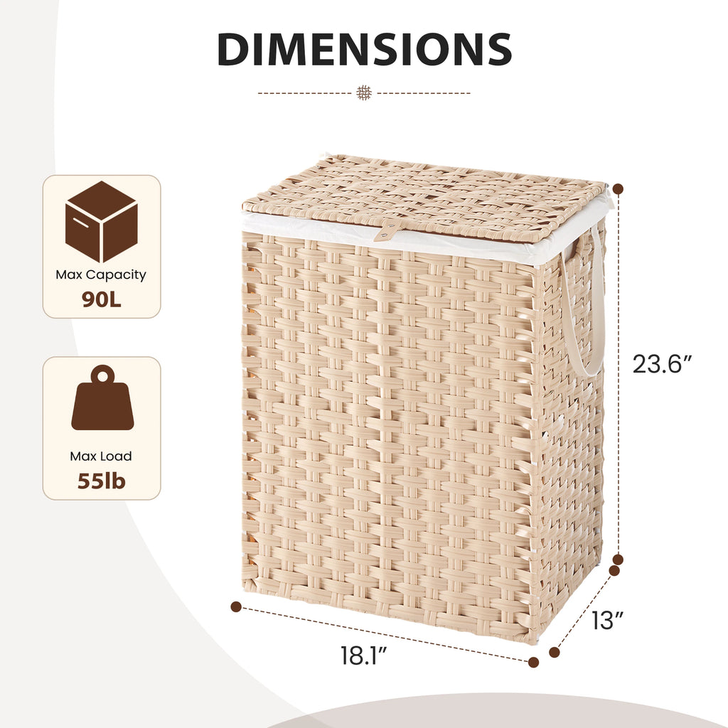Loomhaven Lidded Woven Laundry Hamper – 90 L