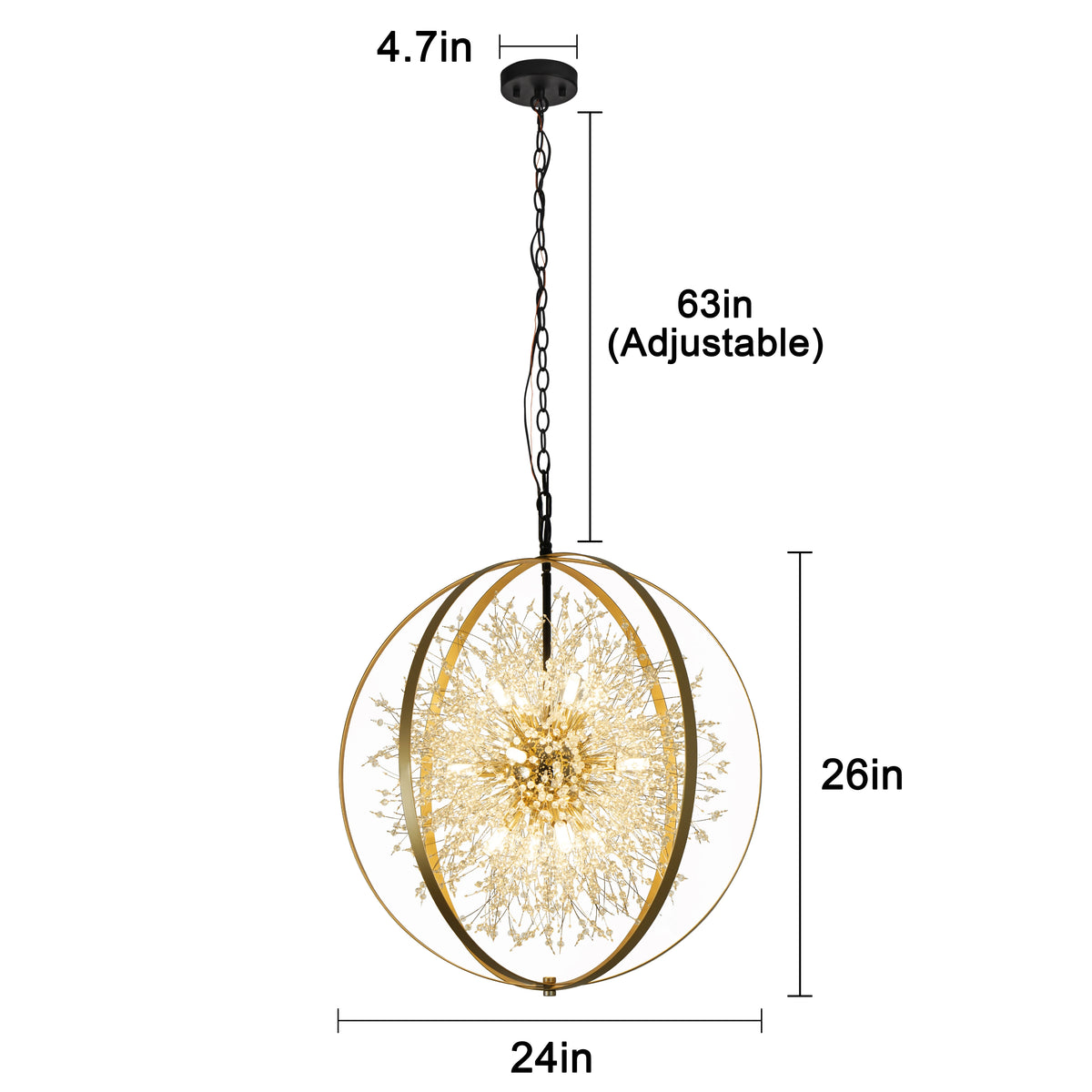 Glintseed crystal globe chandelier as an indoor lighting focal point.