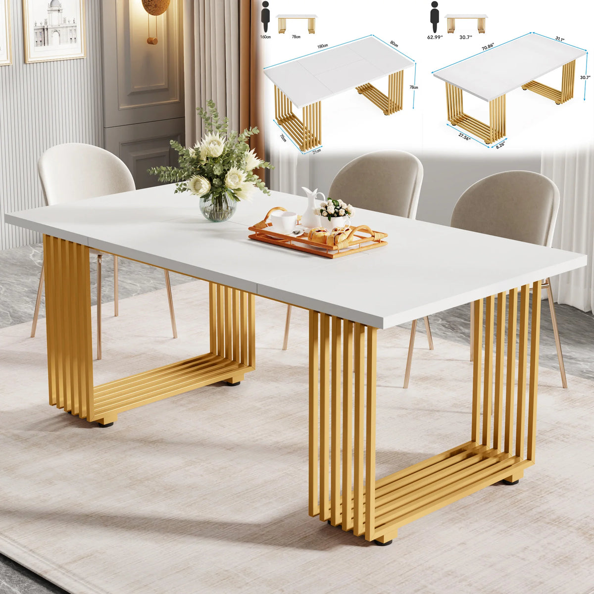 Aureum Faux Marble Dining Table