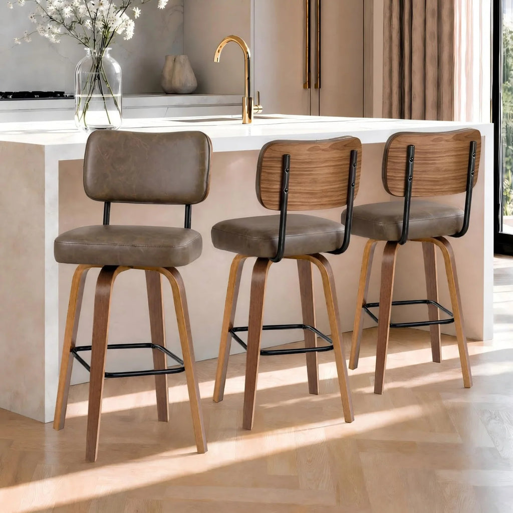 Ravello Bentwood Swivel Counter Stools, Set of 3