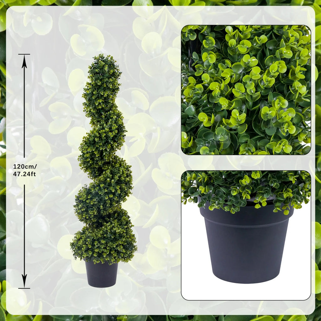 Sonnetbloom 4-Foot Artificial Spiral Topiary Set of 2