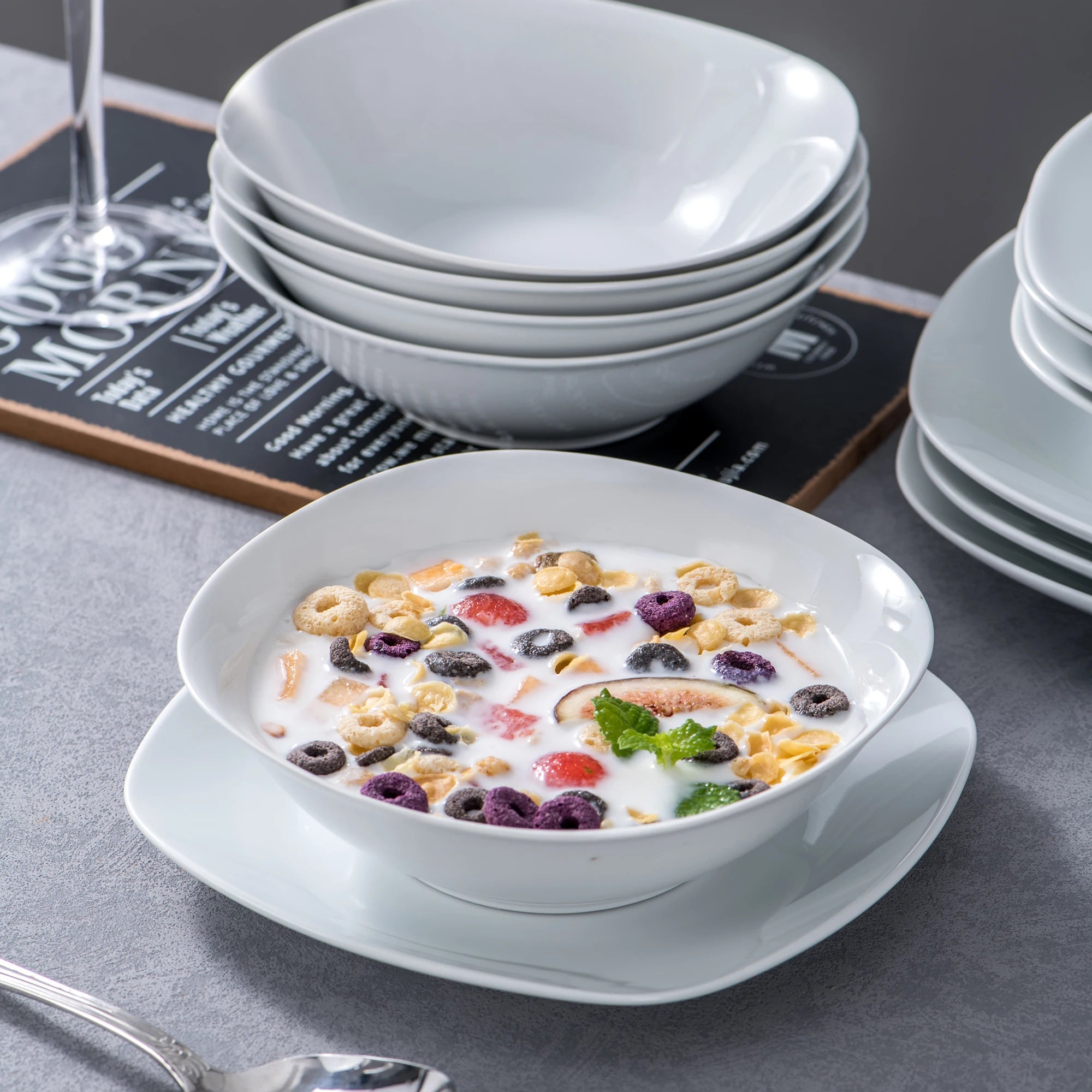 MALACASA Elisa White Porcelain Dinnerware Set – 24 Pieces, Service for 6