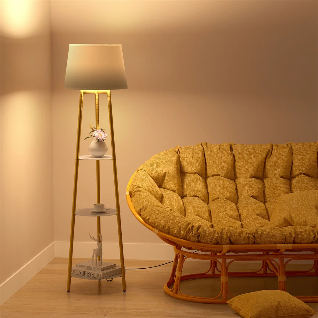 Aureline Tripod Shelf Floor Lamp – Gold