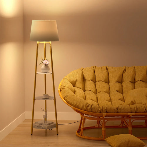 Aureline Tripod Shelf Floor Lamp – Gold