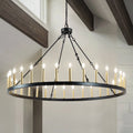 Montara 47-Inch Gold Tiered Wagon-Wheel Chandelier