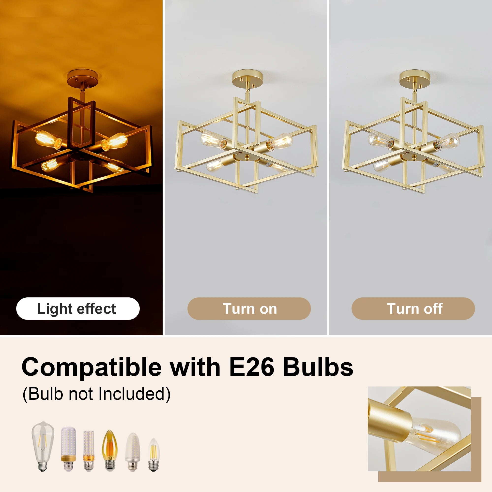 Sandora Four-Light Geometric Ceiling Light – Gold