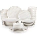 Load image into Gallery viewer, MALACASA Lydia Antique White Stoneware Dinnerware Set – 16/32 Pieces
