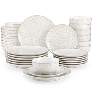 MALACASA Lydia Antique White Stoneware Dinnerware Set – 16/32 Pieces