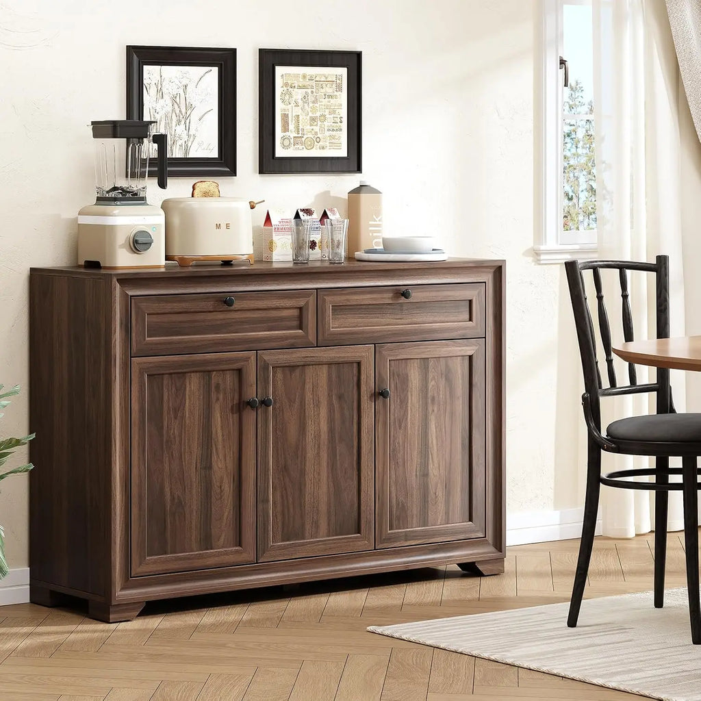 Fablearc sideboard in Olive Brown used as a kitchen storage cabinet.