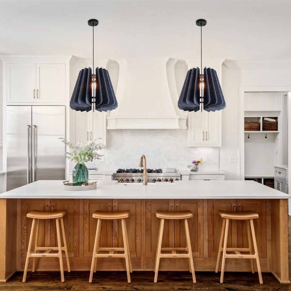 Folded Halo Felt Pendant – Slate