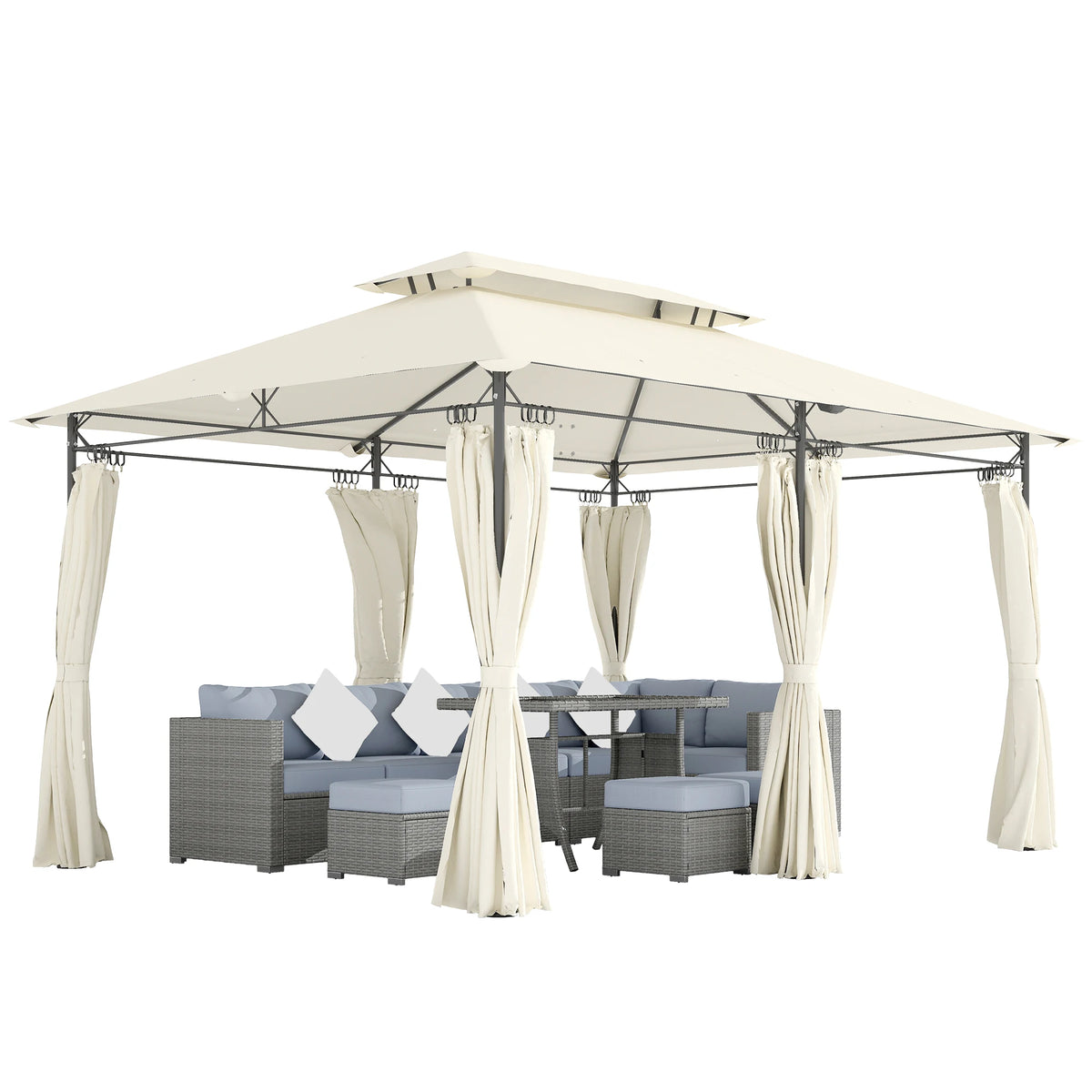 Breezeframe Curtain Gazebo - Cream White