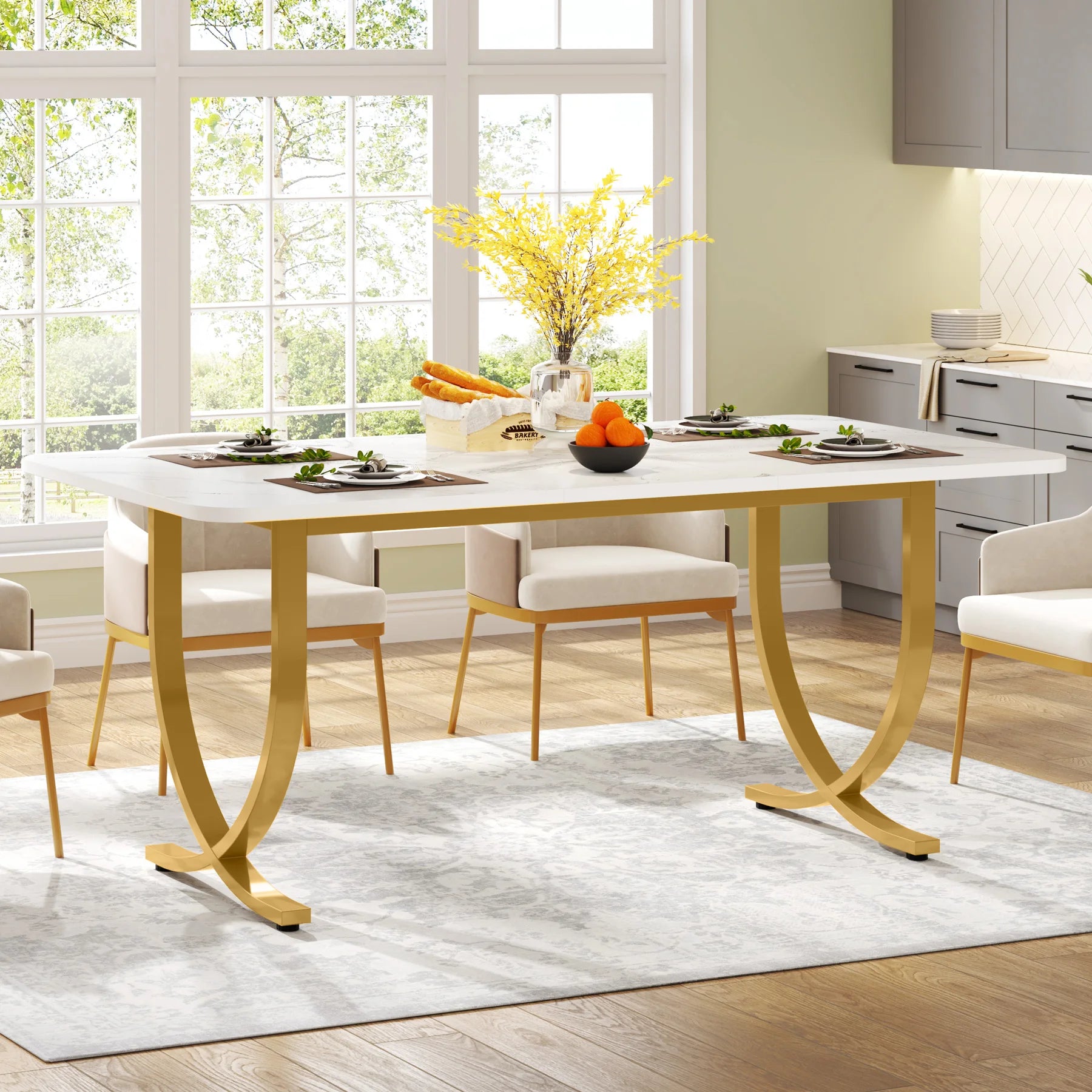 Aureum Faux Marble Dining Table
