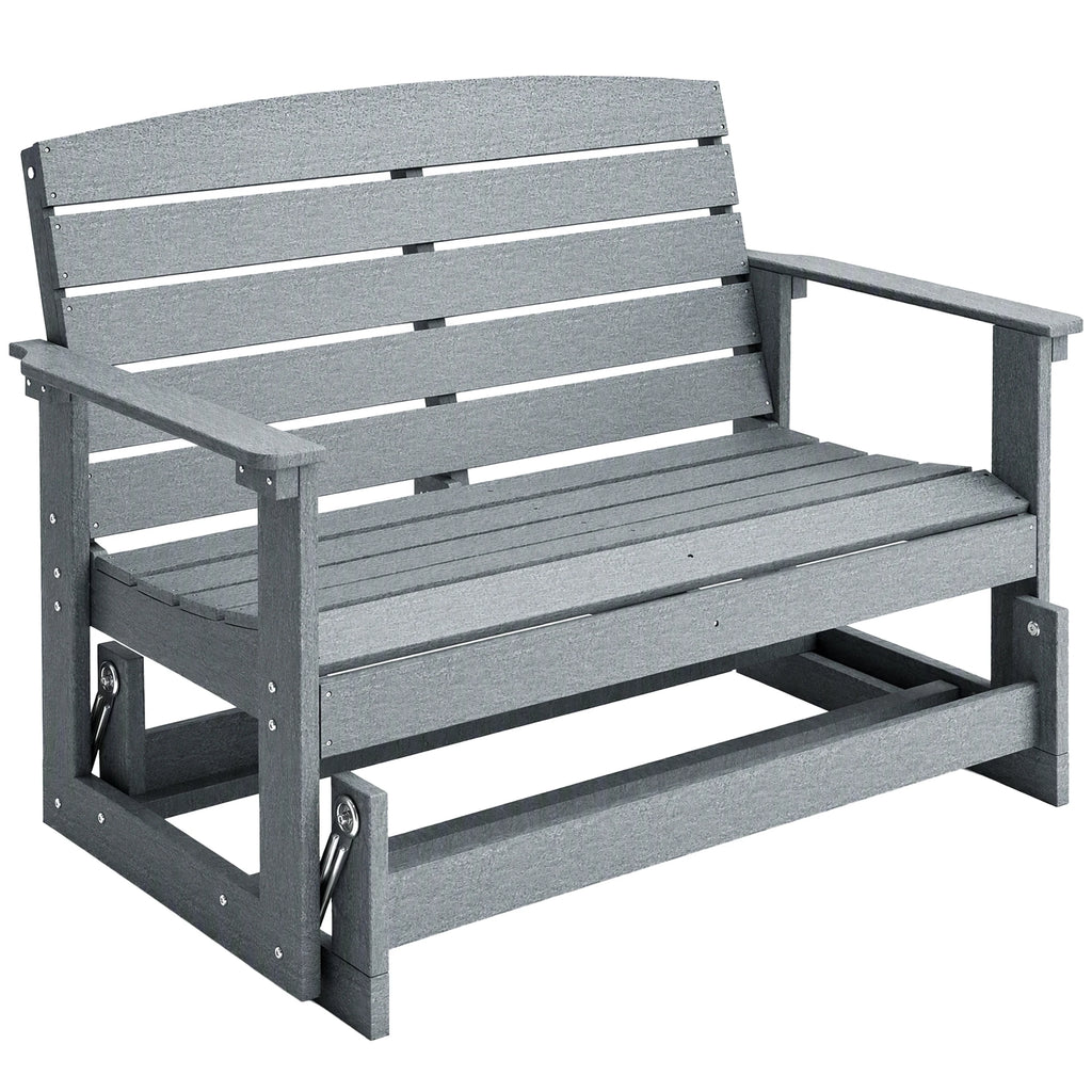 Willowmere HDPE Patio Glider Bench – Light Gray