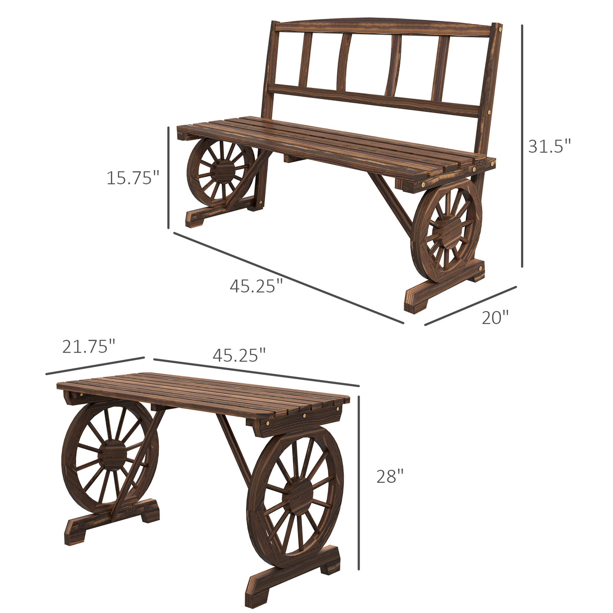 Wheelborne Pine Three-Piece Patio Dining Set