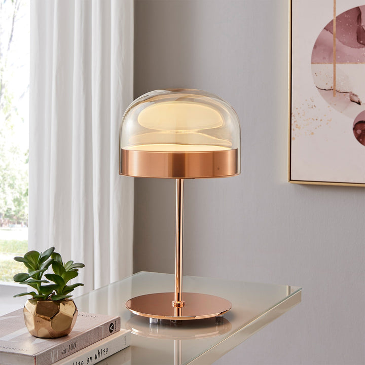 Iron and Champagne Glass Table Lamp // Rose Gold