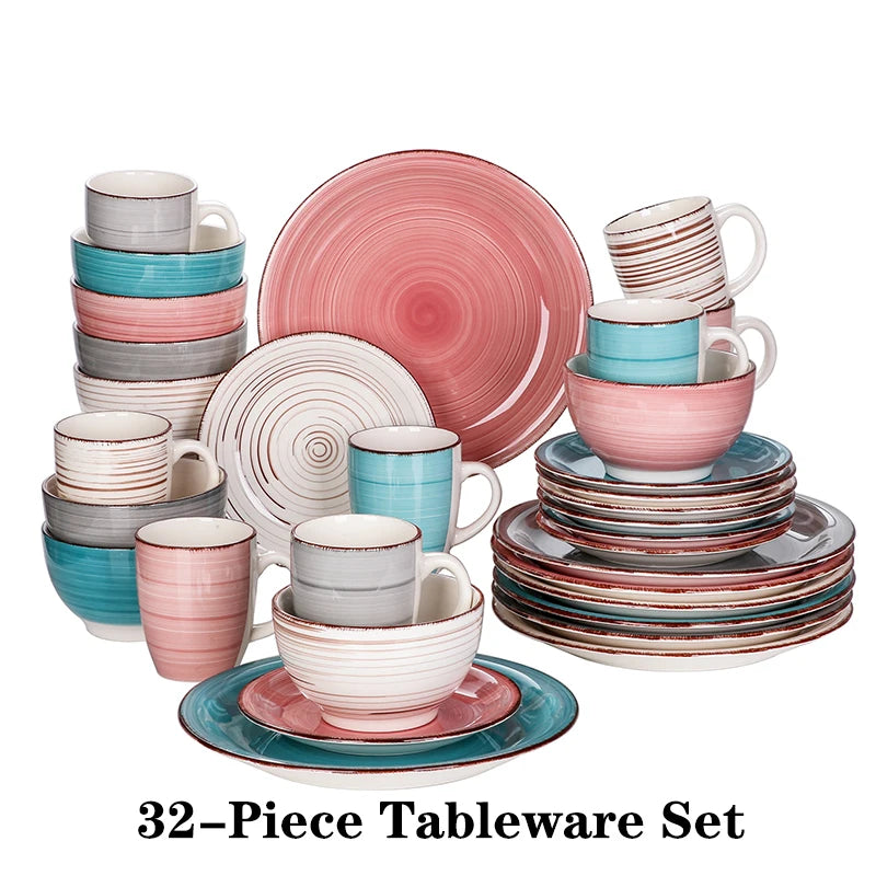 VANCASSO Bella Multicolor Stoneware Dinnerware Set – 16/32/48 Pieces