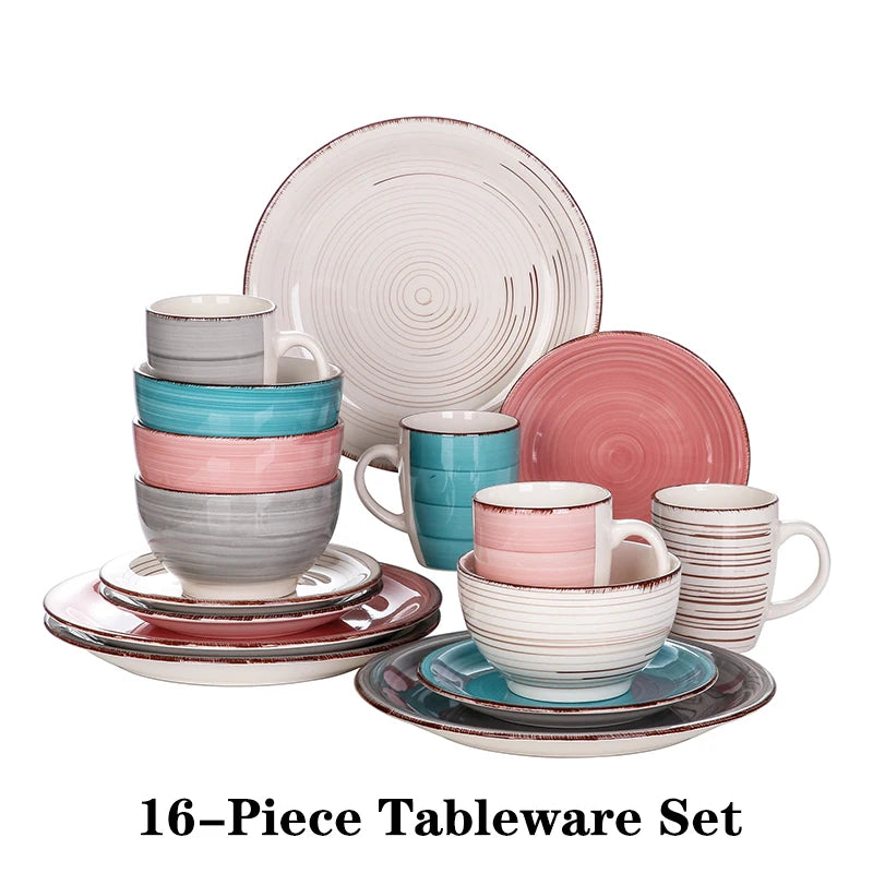 VANCASSO Bella Multicolor Stoneware Dinnerware Set – 16/32/48 Pieces