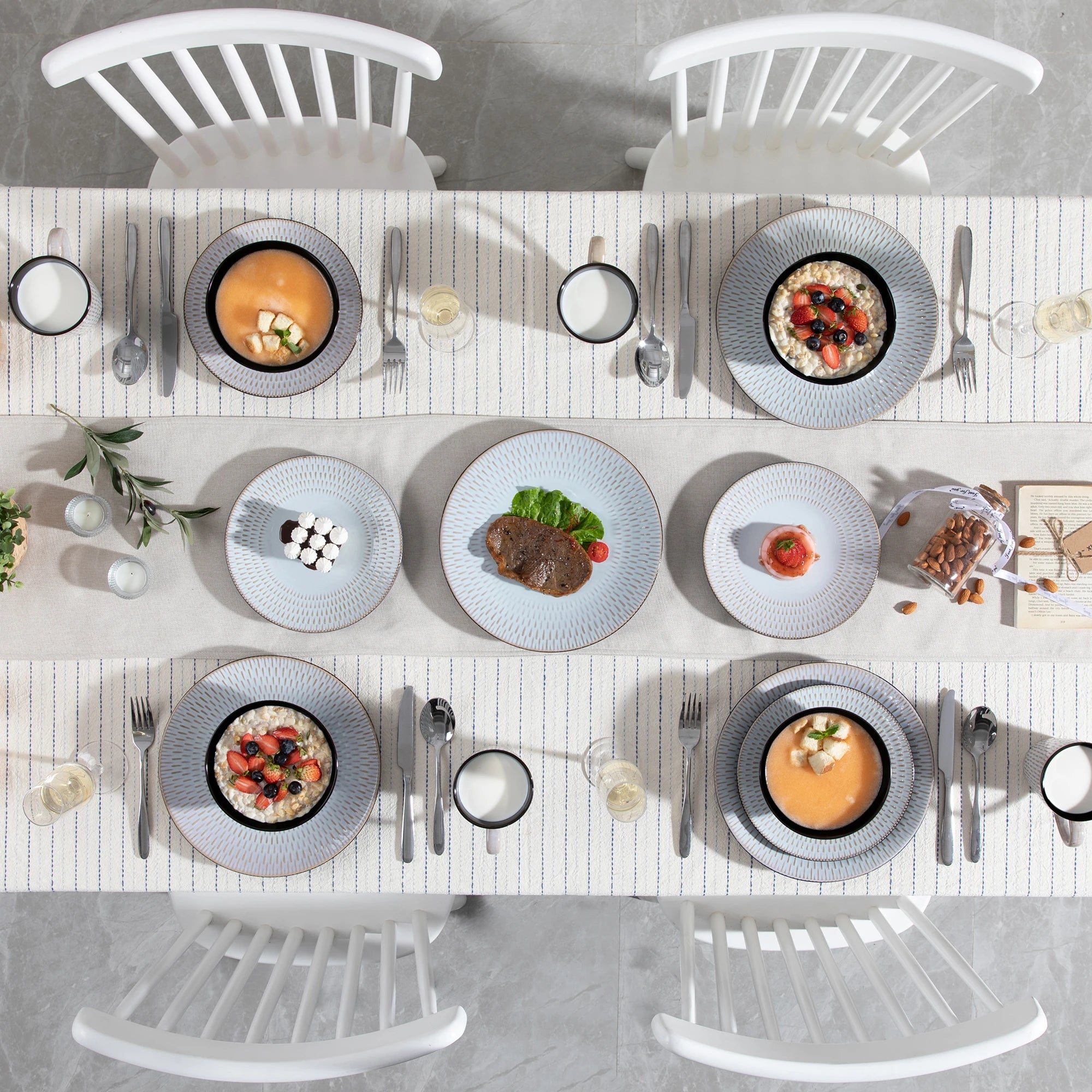 VANCASSO Pluvo Embossed Stoneware Dinnerware Set
