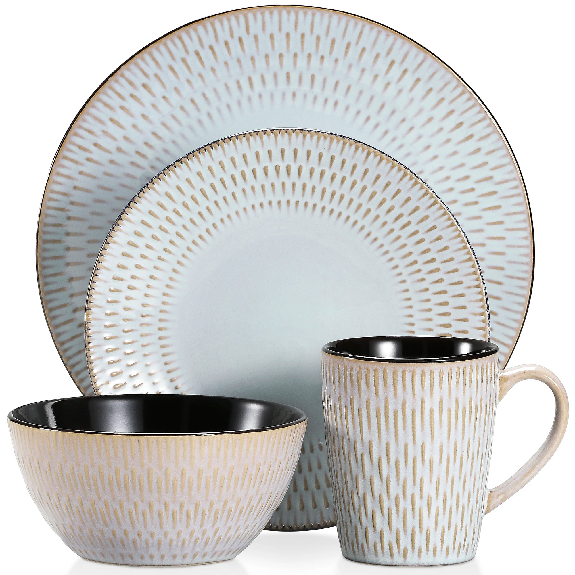 VANCASSO Pluvo Embossed Stoneware Dinnerware Set