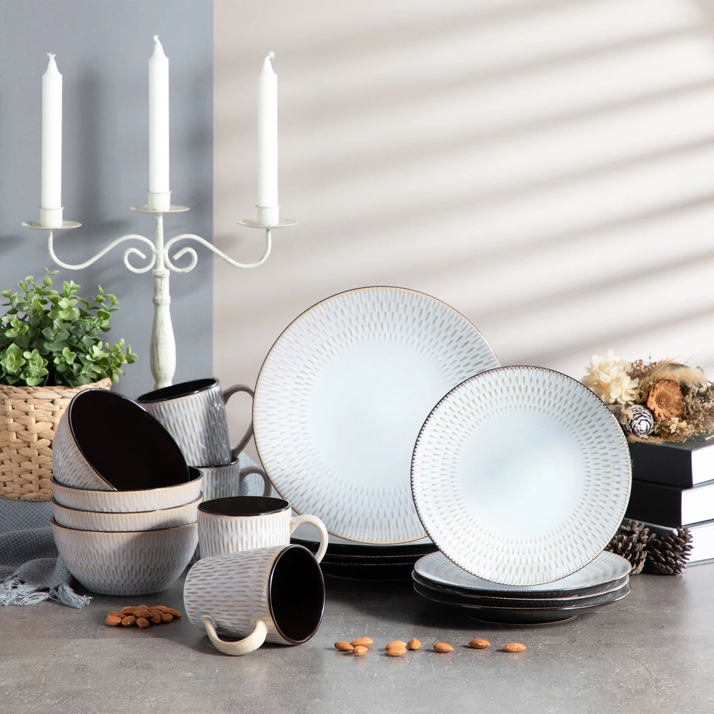 VANCASSO Pluvo Embossed Stoneware Dinnerware Set