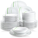 Load image into Gallery viewer, VEWEET Aviva Green Stripe Square Porcelain Dinnerware Set – 24/48 Pieces
