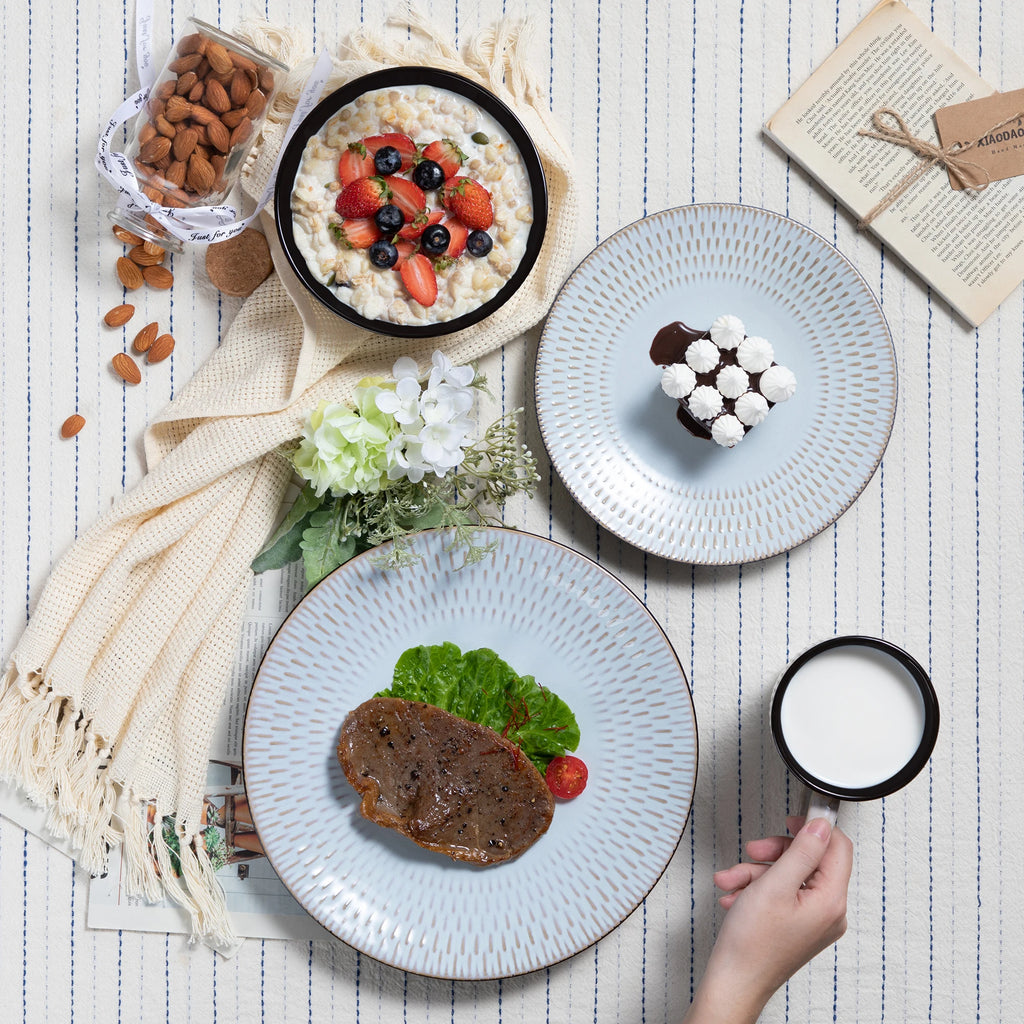 VANCASSO Pluvo Embossed Stoneware Dinnerware Set