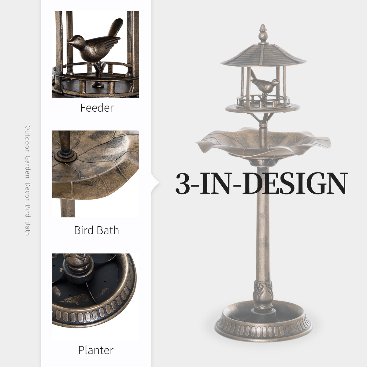 Perchwell 3-in-1 Bird Bath & Feeder