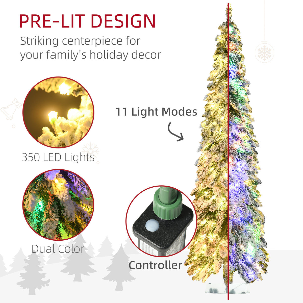 Snowspire Dual-Color Pencil Christmas Tree