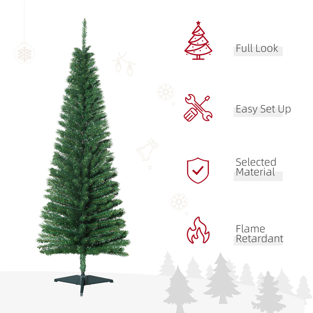 HOMCOM 5-Foot Green Pencil Christmas Tree