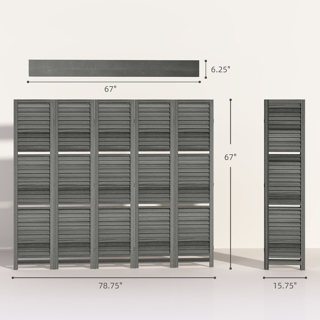 Sleekfold Room Divider with Shelves – Gray