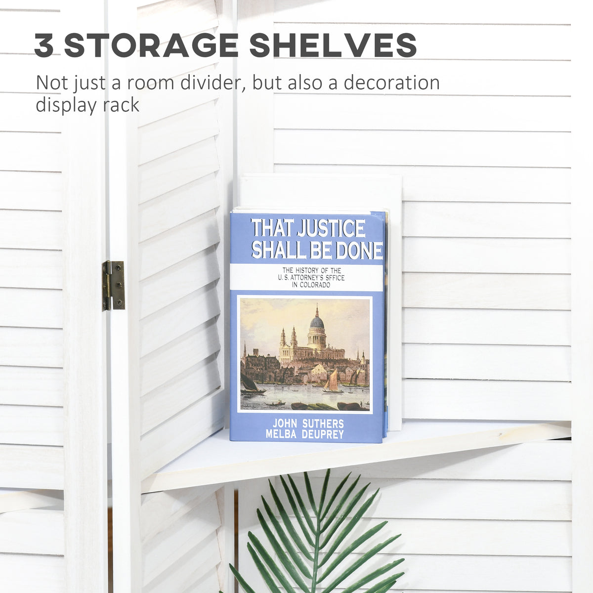 Sleekfold Room Divider with Shelves – White