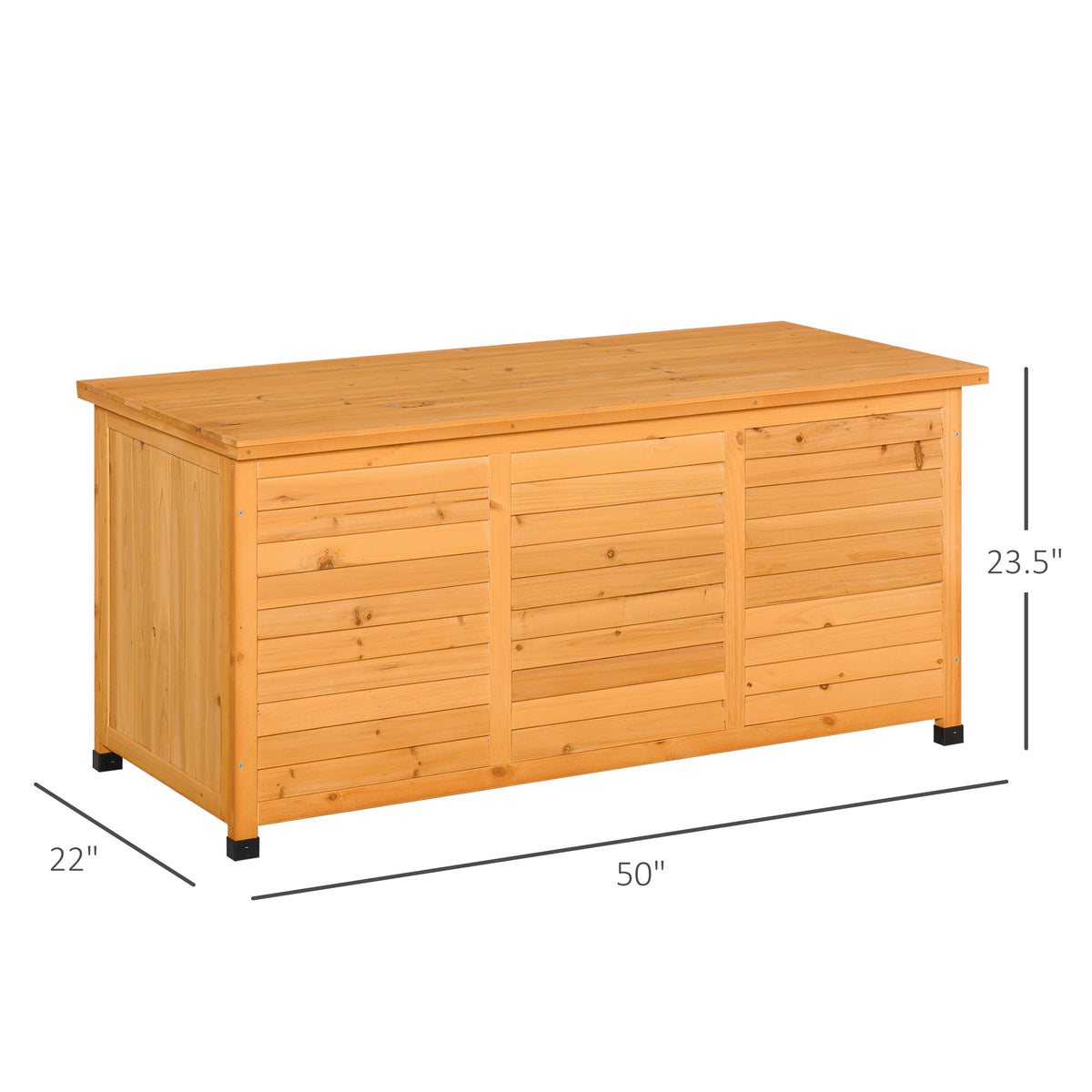 Langmere fir wood deck box dimension view