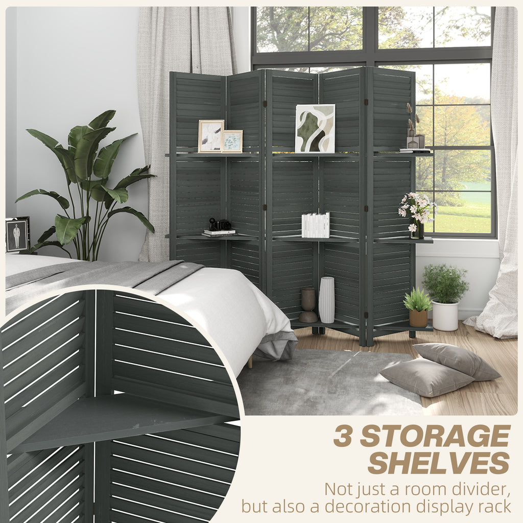 Sleekfold Room Divider with Shelves – Gray