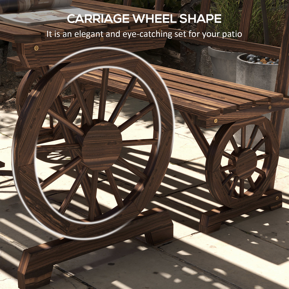 Wheelborne Pine Three-Piece Patio Dining Set