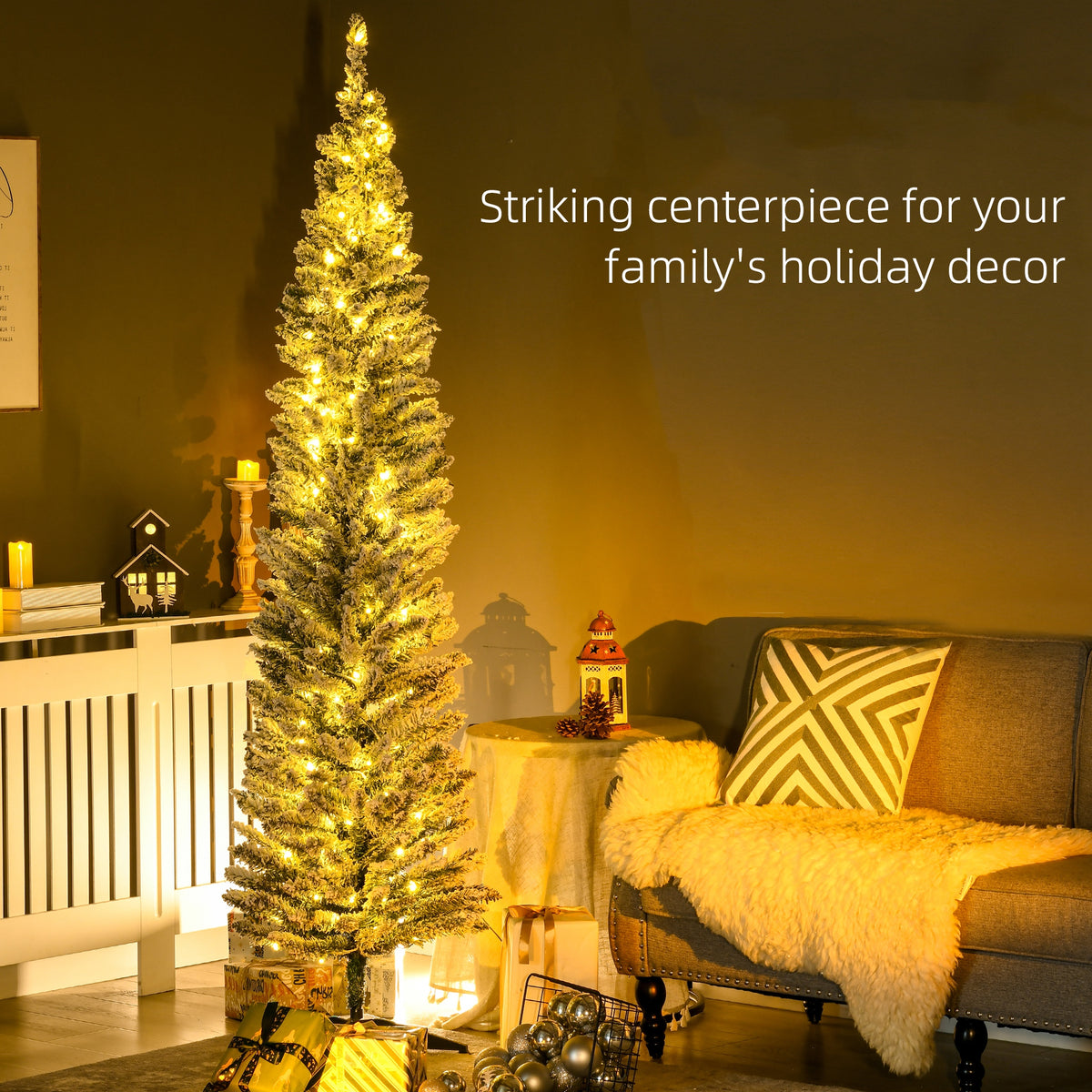 Greenbeam Pre-Lit Pencil Christmas Tree