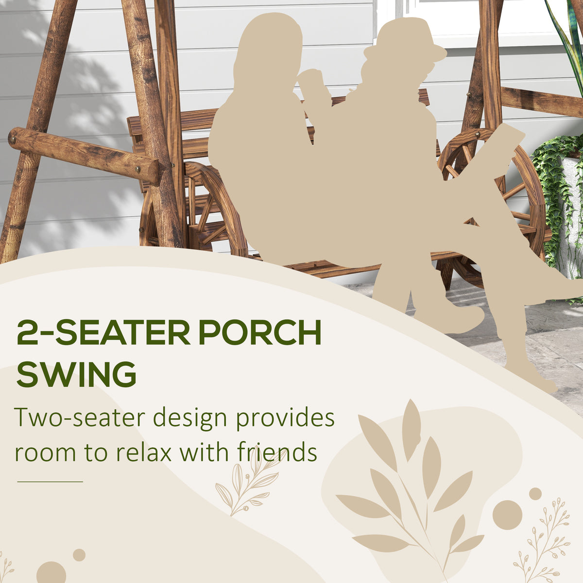 Wheelfern Fir Wood Two-Seat Patio Swing