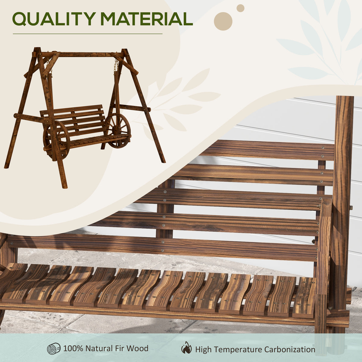 Wheelfern Fir Wood Two-Seat Patio Swing