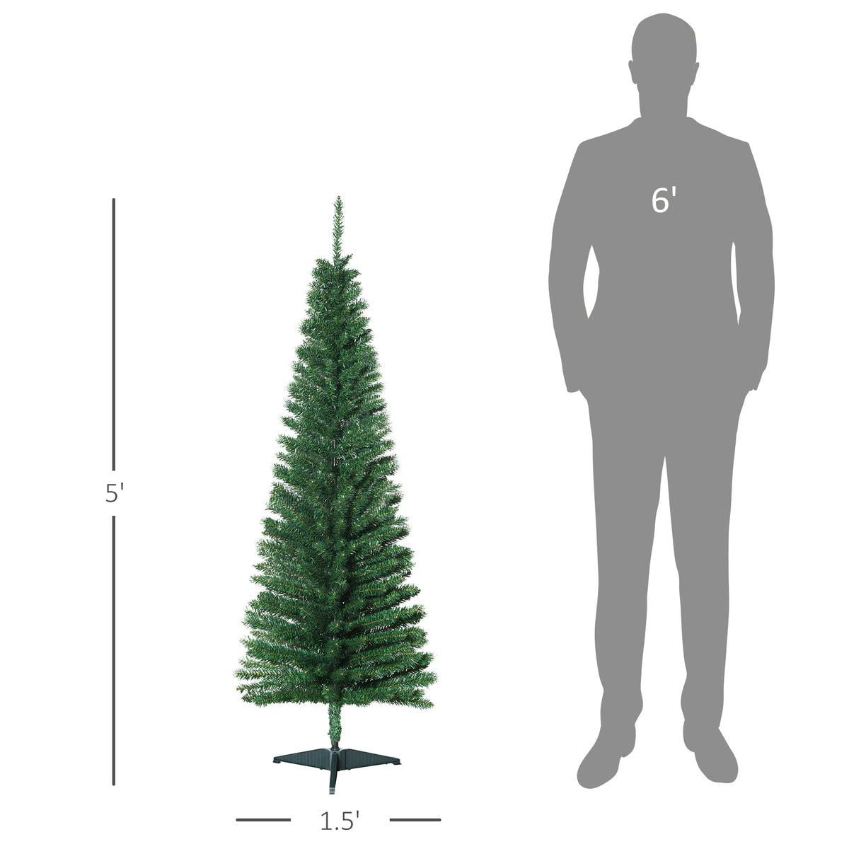 HOMCOM 5-Foot Green Pencil Christmas Tree